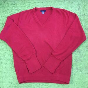 【made in USA】90's Americanclothing/VANHEUSEN/ACRYLICSWEATERS/size M:M/JAPAN L/Vnecksweater/redbody/