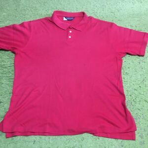 【made in USA】80's Americanclothing/LANDS'END/shortsleevepolo/sizeXL/100%cotton/redbody/oldtag/状態good/