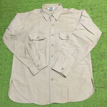 【made in USA】70's Americanclothing/WOOLRICH/khaki/heavycottonshirt/size L/JAPAN LL/状態good/_画像1