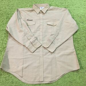 【made in USA】80's workclothing/RIVERSIDE MFG CO/RIVERSIDE/workshirt/khaki/size17-1/2SLEEVE L/JPN XL/longsleeve/