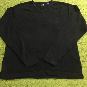 [made in Bangladesh]90's Americanclothing/GAP/ [OLD GAP]/V neckcottonsweater/size L/JAPAN XL/navytag/blackbody/