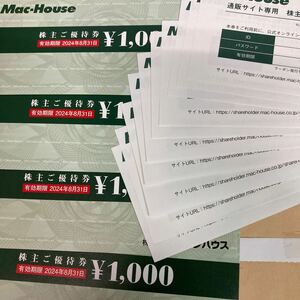 マックハウス 株主優待券 (1000円券) 4枚　＋　 通販サイト専用 10,000円分　