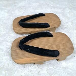  geta two book@ tooth [22cm] black . wood grain 1