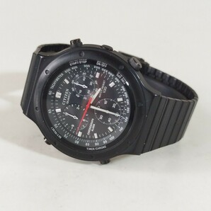 ジャンク CITIZEN シチズン スポルテ RS クォーツ クロノグラフ アラーム 腕時計 ブラックの画像1