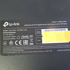 TP-Link ★ギガビットスイッチングハブ T1600G-28PS Gigabit Smart PoE+Switch 24ポート ★ 中古の画像6