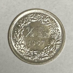 スイス 1/2フラン銀貨 1967年銘 極美品の画像1