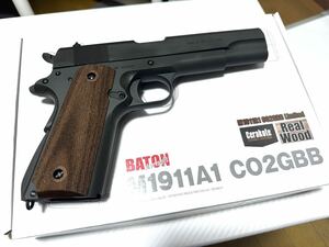 [ unused goods ]BATON baton M1911A1 CO2 GBB LIMITED.2nd [ Short li coil Sera coat real wood full real stamp ]