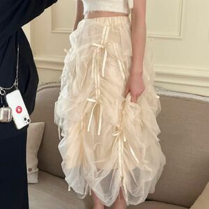 新品タグ付き ”Ballerina” drawstring ribbon skirt (ivory)