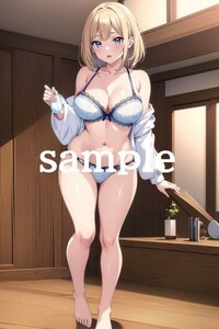 No.K-0028【全て1点もの】A4サイズ 美女ポスター 高品質光沢紙 イラスト アート コスプレ セクシー 水着 制服 下着 美女 巨乳 美乳 美尻