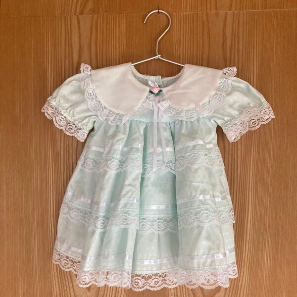 子ども服　ベビー服　ベビードレス 女の子 半袖　ブルー　 ワンピース