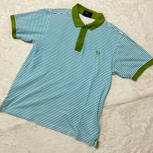  beautiful goods Fred Perry polo-shirt border white blue yellow green M