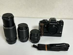 PENTAX ペンタックス LX レンズ 50mm 1:1.4, 100mm 1:4, 80-200mm 1:4.5,　3本セット グリップ付き 一眼レフフィルムカメラ 