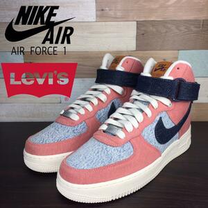 新品 Levi's × NIKE AIR FORCE 1 DENIM HI リーバイス × ナイキエアフォース1 デニムハイ ピンク 25.5㎝ N04107 CJ4383-994