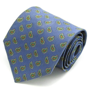  Benetton brand necktie silk peiz Lee pattern total pattern men's navy BENETTON