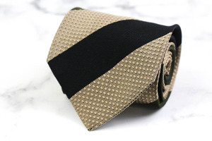  Hugo Boss brand necktie stripe pattern dot silk Italy made men's beige HUGO BOSS