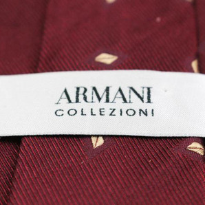 アルマーニコレッツォーニ ブランド ネクタイ 小紋柄 パネル柄 シルク イタリア製 メンズ ワインレッド ARMANI COLLEZIONIの画像4