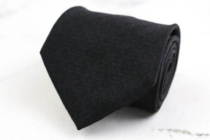  Hiroko Koshino бренд галстук "в елочку" рисунок шелк PO мужской черный HIROKO KOSHINO