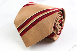  Hugo Boss brand necktie stripe pattern silk Italy made PO men's Brown HUGO BOSS