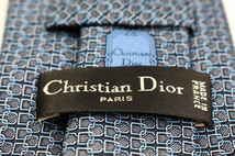 クリスチャンディオール ブランド ネクタイ ロゴ 格子柄 パネル柄 シルク フランス製 PO メンズ ネイビー Christian Dior_画像4