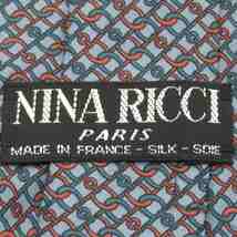 ニナリッチ ブランド ネクタイ 格子柄 ドット パネル柄 シルク フランス製 メンズ ブルー NINA RICCI_画像4