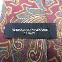 ユキサブロウワタナベ ブランド ネクタイ 総柄 ペイズリー シルク 日本製 PO メンズ ワインレッド YUKISABURO WATANABE_画像4