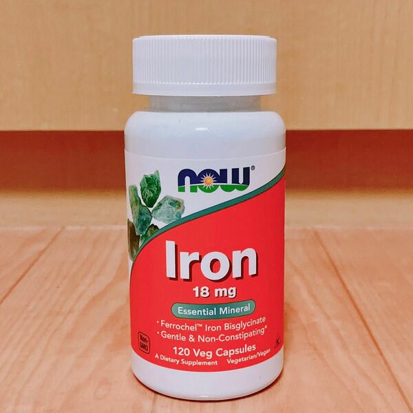 NOW Foods Iron 18mg 120cap (使用期限2026年9月) 鉄サプリ　 ナウフーズ 鉄欠乏