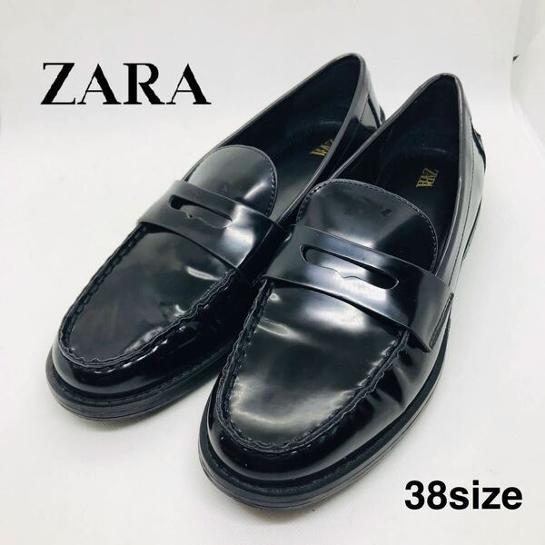 ZARA ザラ 定番 ローファー BLACK 38 24㎝