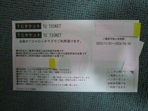 TOHOシネマズ映画観賞券　TCチケット　2枚　　表示期限2024年4月30日　2024年7月31日