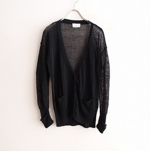  Forte Forte forte_forte *linen nylon V neck knitted cardigan *1 feather weave tops black black thin (1-2403-216)[10D42]