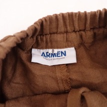 【定価2.6万】アーメン ARMEN*リネンラップキュロット*0麻布帛ブラウンフロントラップワイドパンツイージー(2-2403-204)【20D42】_画像7