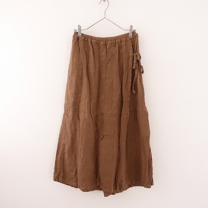 [ regular price 2.6 ten thousand ]a- men ARMEN*linen LAP culotte *0 flax cloth . Brown freon trap wide pants Easy (2-2403-204)[20D42]