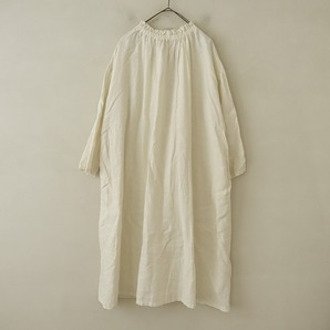 ネストローブ nest Robe *フリルカラーリネン2wayロングワンピース*羽織り麻オフホワイトラッフルカラー(m1-2403-371)【70D42】の画像1