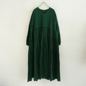 【2023AW/定3.5】ネストローブ アップサイクルリノ nest Robe UpcycleLino*ギャザーティアードワンピース*F(4-2403-107)【01D42】