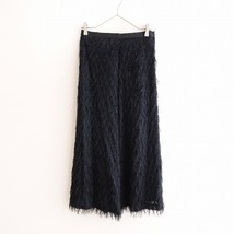 【美品】エレンディーク ELENDEEK *cutting fringe long skirt*02裏地ブラック黒Aラインボトムス(sk4-2403-123)【11D42】_画像1