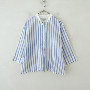 マーガレットハウエル MARGARET HOWELL *SILK COTTON BOLD STRIPE プルオーバーシャツ*1ブラウス綿絹(1-2403-389)【11D42】