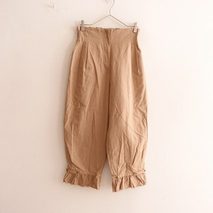 【定価1.8万】ハプナ hapuna&Co. *Si Hemming shop購入 high waist ankle botton pants*Fゴム麻綿ブラウン(4-2403-162)【41D42】