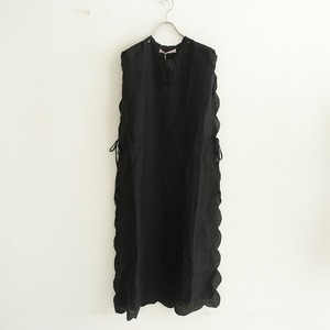 【美品/2023SS/定価7.4万】トワヴァーズTOWAVASE*Bon voyage dress*Fワンピーススカラップビジュ―ブラック(j27-2403-128)【51D42】