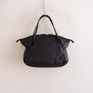 【美品/定価2.5万】アンサ Ense *tote miniジッパー付きレザートートバッグ*ブラック手提げ肩掛け(ba11-2403-145)【81D42】