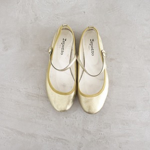 レペット repetto *Lio Mary Jane ストラップパンプス 37/23*ゴールドレザー皮革シューズ靴バレエシューズ(sh88-2404-33)【02D42】