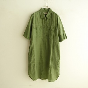 【定価6.1万】マーガレットハウエル MARGARET HOWELL *SHEER COTTON SILKシャツドレス*1オリーブグリーン絹(2-2403-700)【22D42】