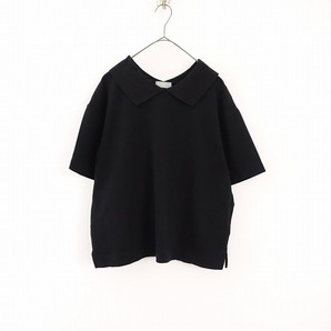 【美品/2023SS/定価1.9万】マーガレットハウエル MARGARET HOWELL *ORGANIC COTTON PIQUE プルオーバー*黒(25-2404-93)【42D42】の画像1