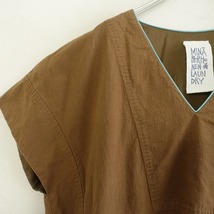 【定価4.8万】ミナペルホネンランドリー mina perhonen laundry *sand rose Vネック刺繍ワンピース*40mina(27-2403-185)【42D42】_画像3