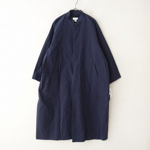 //【定価4.4万】アトリエナルセ atelier naruse *コットンヘンプスタンドカラーコート*Fネイビー無地ロング(jk33-2309-365)【61J32】