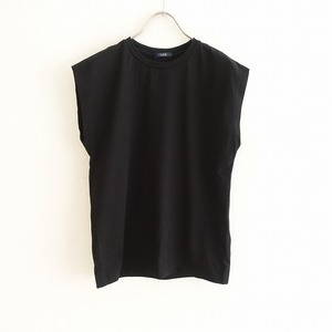 【美品/2023/SS/定価1.2万】イレーヴ YLEVE *コットンスリーブレスTシャツ*1黒ブラック無地カットソー(33-2403-659)【62D42】