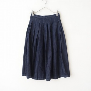  gran mama mado-ta-GRANDMA MAMA DAUGHTER * cotton Denim tuck skirt *0 flair indigo navy (sk1-2403-579)[62D42]