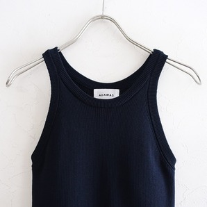 【美品/定価2.8万】アダワス ADAWAS *TANK DRESS*F異素材切替ストライプ紺×白ワンピース胸パッド付(25-2404-127)【72D42】の画像3