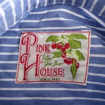 ピンクハウス PINK HOUSE *ストライプバックギャザーシャツワンピース*綿サックスブルー長袖ラビット刺繍(2-2404-54)【72D42】_画像8