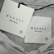 【美品/定価3.4万】マガリ MAGALI *シャンブレーリネン比翼ギャザーワンピース*薄手ドレスリボン長袖グレー(27-2404-42)【03D42】_画像8