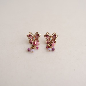  Anna Sui Anna Sui * butterfly earrings * pink red Gold butterfly . accessory small articles (ac88-2404-100)[03D42]