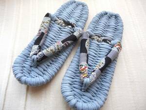 * handmade cloth ...* interior put on footwear 26cm sombreness blue × Japanese style pattern 